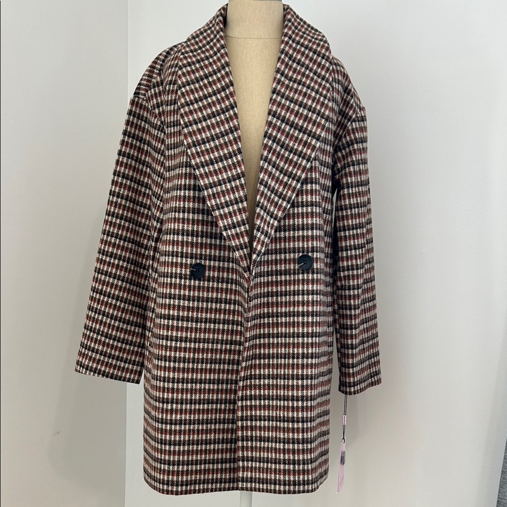 Avec Les Filles NWT Checkered Plaid Fall Coat, women’s size XS